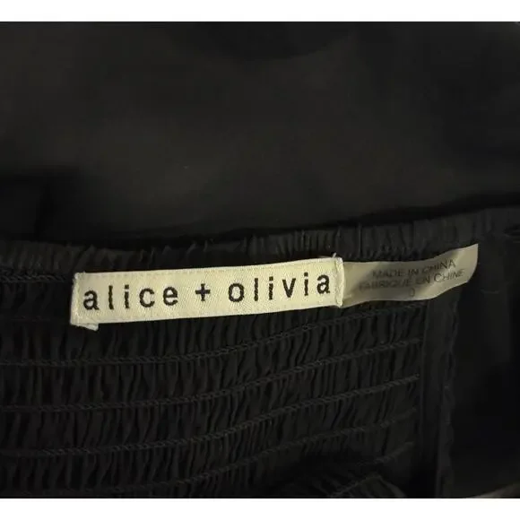 ALICE + OLIVIA Black Dora Off the Shoulder 100% Silk Tube Dress Size 0 - Picture 7 of 7
